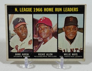 Hank Aaron  Willie Mays  Richie Allen 1967 Topps NL HR Leaders #244 Vintage Baseball Card
