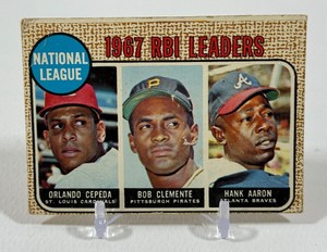 Roberto Clemente  Hank Aaron  Orlando Cepeda 1968 Topps NL RBI Leaders #3 Vintage Baseball Card