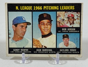 Sandy Koufax  Bob Gibson  Marichal  Perry 1967 Topps NL Pitching Leaders #236 Vintage Baseball Card