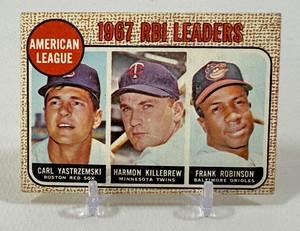 Yaz  Killebrew  F. Robinson 1968 Topps AL RBI Leaders #4 Vintage Baseball Card