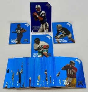 1998 Absolute Blue Draft Picks Die Cut Set - Peyton Manning, Randy Moss, Charles Woodson Rookie Cards