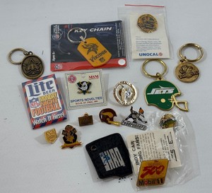15 Lot of Sports Pins, Keychairs, and More
