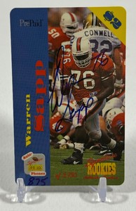 Warren Sapp Auto 3,750 RC Signature Rookies Pre-Paid Phont Card Numbered 8753,750 Rookie Signed Football Card