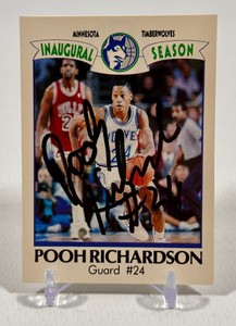 Pook Richardson On-Card Auto 1989 Hoops Minnesota Timberwolves Innaugural Season Basketball Card