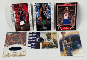 6 NBA Basketball Relics w Stars - Reggie Miller, Ron Artest, Al Jeffewrson, Josh Smith, and More - Basketball Cards