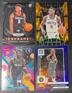 Anthony Edwards 4-Card RookieParallel Minnesota Timberwolves Basketball Card Lot
