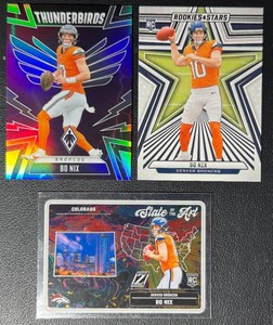 Bo Nix 3-Card RookieParallel Denver Broncos Football Card Lot