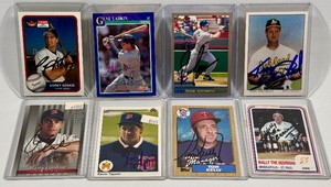 8 Minnesota Twins On-Card Baseball Autographs - Koskie, Larkin, Coomer, Steinbach, Cordova, Tapani, Kelly, Wally the Beerman