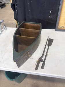 Wooden Decorative Boat with Oars