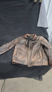 Black Rivet Distressed Leather Jacket