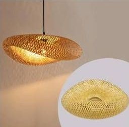 Hand-Woven Bamboo Rattan Pendant Light Shade $109.99 Retail - Brand New