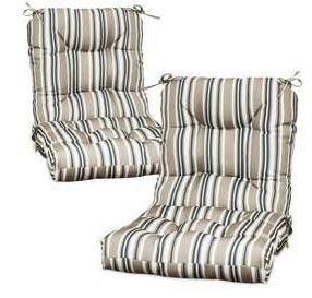 COOS BAY Tufted High Back Outdoor Chair Cushions 2-Pack Beige Stripes $122.99 Retail - Brand New