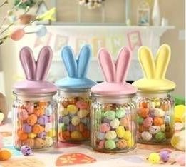 Easter Glass Storage Jar Set 4 Piece - Brand New