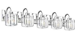 Valytime 5-Light Brushed Nickel Crystal Vanity Light Retail $139.99 - Brand New