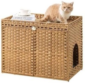 SETVSON Rattan Cat Litter Box Enclosure Furniture $89.99 Retail - Brand New
