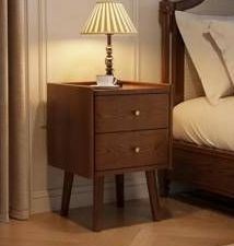 Walnut Solid Wood Nightstand with 2 Drawers $157.27 Retail - Brand New