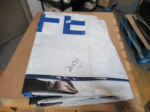 20 x 30 9 oz. Black Vinyl Tarp w Advertisement  Reused Billboard  9 mil Lightweight Duty - A Grade