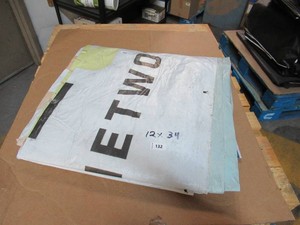 12 x 34 9 oz. Black Vinyl Tarp w Advertisement  Reused Billboard  9 mil Lightweight Duty - A Grade