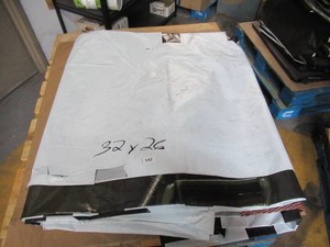 32 x 26 9 oz. Black Vinyl Tarp w Advertisement  Reused Billboard  9 mil Lightweight Duty - A Grade
