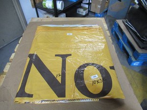 10 x 32 9 oz. Black Vinyl Tarp w Advertisement  Reused Billboard  9 mil Lightweight Duty - A Grade
