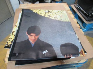 7 x 11 9 oz. Black Vinyl Tarp w Advertisement  Reused Billboard  9 mil Lightweight Duty - A Grade
