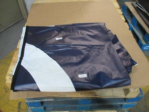 4 x 11 9 oz. Black Vinyl Tarp w Advertisement  Reused Billboard  9 mil Lightweight Duty - A Grade