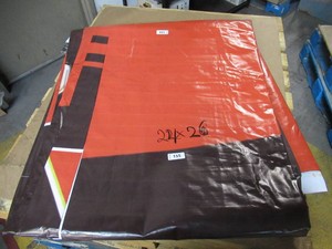 24 x 26 9 oz. Black Vinyl Tarp w Advertisement  Reused Billboard  9 mil Lightweight Duty - A Grade