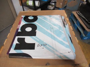 12 x 40 9 oz. Black Vinyl Tarp w Advertisement  Reused Billboard  9 mil Lightweight Duty - A Grade