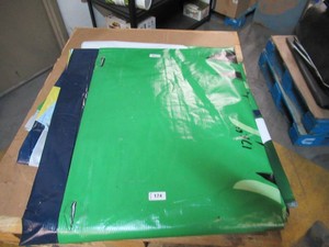 17 x 60 9 oz. Black Vinyl Tarp w Advertisement  Reused Billboard  9 mil Lightweight Duty - A Grade