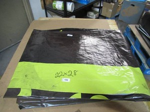 22 x 28 9 oz. Black Vinyl Tarp w Advertisement  Reused Billboard  9 mil Lightweight Duty - A Grade