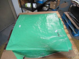 14 x 44 9 oz. Black Vinyl Tarp w Advertisement  Reused Billboard  9 mil Lightweight Duty - A Grade