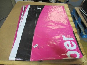 8 x 12 9 oz. Black Vinyl Tarp w Advertisement  Reused Billboard  9 mil Lightweight Duty - A Grade