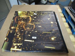 7 x 10 9 oz. Black Vinyl Tarp w Advertisement  Reused Billboard  9 mil Lightweight Duty - A Grade