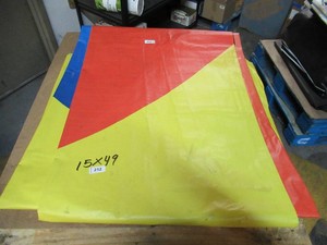 15 x 49 15 oz. Black Vinyl Tarp w Advertisement  Reused Billboard  15 mil Heavyweight Duty - A Grade