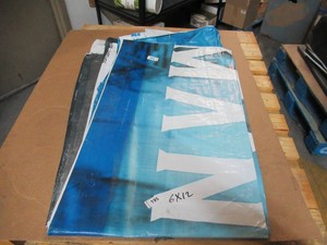 6 x 12 9 oz. Black Vinyl Tarp w Advertisement  Reused Billboard  9 mil Lightweight Duty - A Grade