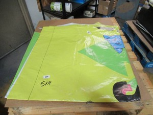 5 x 11 9 oz. Black Vinyl Tarp w Advertisement  Reused Billboard  9 mil Lightweight Duty - A Grade