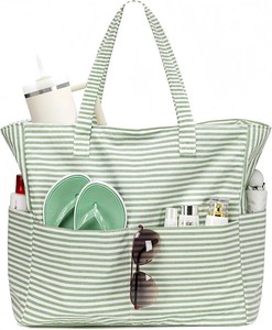 LEDAOU Large Beach Bag Women Waterproof Sandproof Zipper Beach Tote Pool Bag for Swim Gym Grocery Travel with Wet Pocket  Waterproof