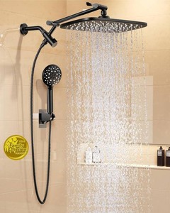 Veken 11.8 Rain Shower Head with Handheld, High Pressure Handheld Shower Heads with Multi Spray Modes, Rainfall Combo with 15 Metal Extension Arm,Detachable Dual Shower, Long 6 ft. Hose,Matte Black