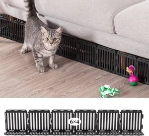 Under Couch Blocker for Toys 6 H, Plastic Under Furniture Gap Protector for Pets Blocker with Retainer, Spliced Barrier to Block Cats and Dogs for Bed Sofa Clearance (Black 24 Pack 12 Feet)