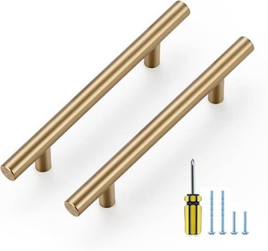 Ravinte 30 Pack Kitchen Cabinet Handles Champagne Bronze 4 Inch Hole Center Stainless Steel Pulls for Dresser Drawer Cupboard Handles with Screwdriver, 6-38 Inch Length