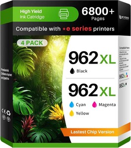 962XL Ink Cartridge Combo Pack Compatible for HP 962XL 962 Ink Cartridges Work with HP Officejet Pro 9018e 9015e 9018 9012e 9015 9010 9018e 9012 9025e 9025 9020 Printers (4 Packs)
