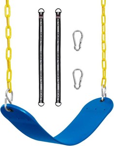 Decorlife Outdoor Swings Seats with 66 Rust-Resistant Heavy Duty Chain, Playground Swing Set Accessories Replacement Anti-Slip Seats, Backyard Swing Support 330lb for Kids or Adults (Blue)
