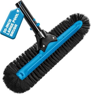 20 Wide Pool Brush Head, Heavy Duty Pool Cleaning Brush with 12-Rows Soft Bristles, IngroundAbove Ground Pool Brushes with Curved Ends, Safe for Vinyl Liner