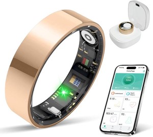 BIEMHA IP68 Waterproof Smart Ring - Fitness & Health Tracker with SleepExercise Monitoring, Unisex for Women Men, iOS & Android Compatible, Long Lasting Battery Life, No Subscription (Rose Gold, 7)