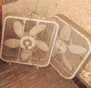 Pair of freestanding box fans