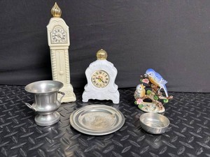 Avon Fragrance Hour Bottles, Bird Figurine & Silverplate Pieces Mixed Lot