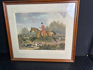Framed Hunting Print in Wood Frame