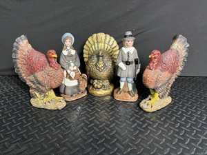 Ceramic Thanksgiving Turkey Figurines (Lot of 5)