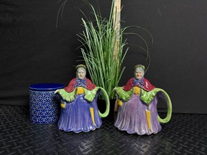 Little Old Lady Creamers & Threshold Stoneware Canister Mixed Lot