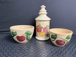 Fruit Motif Ceramic Canister & Bowl Set (3 Piece)